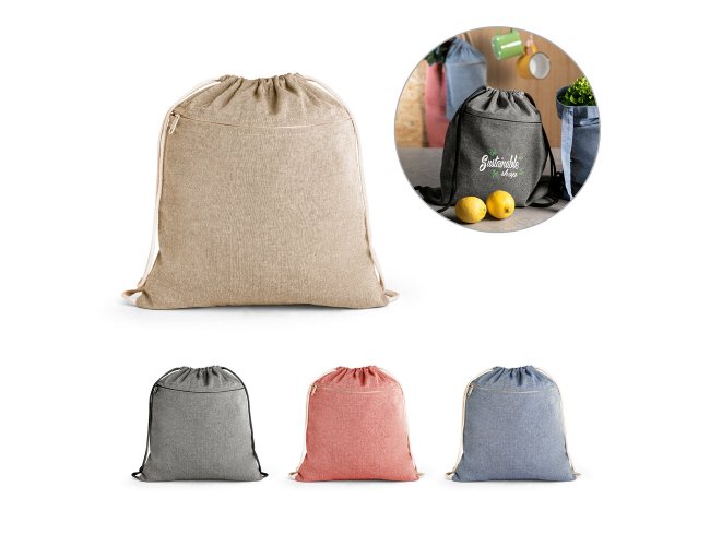 Sacola tipo Mochila em Algodo e Polister Reciclados 41x37cm SP92928 (MB11350+14)