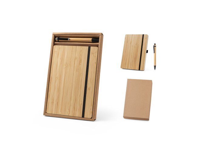 Conjunto Caderno A5 com Pauta e Esferogrfica em Bambu SP93624 (MB13600)